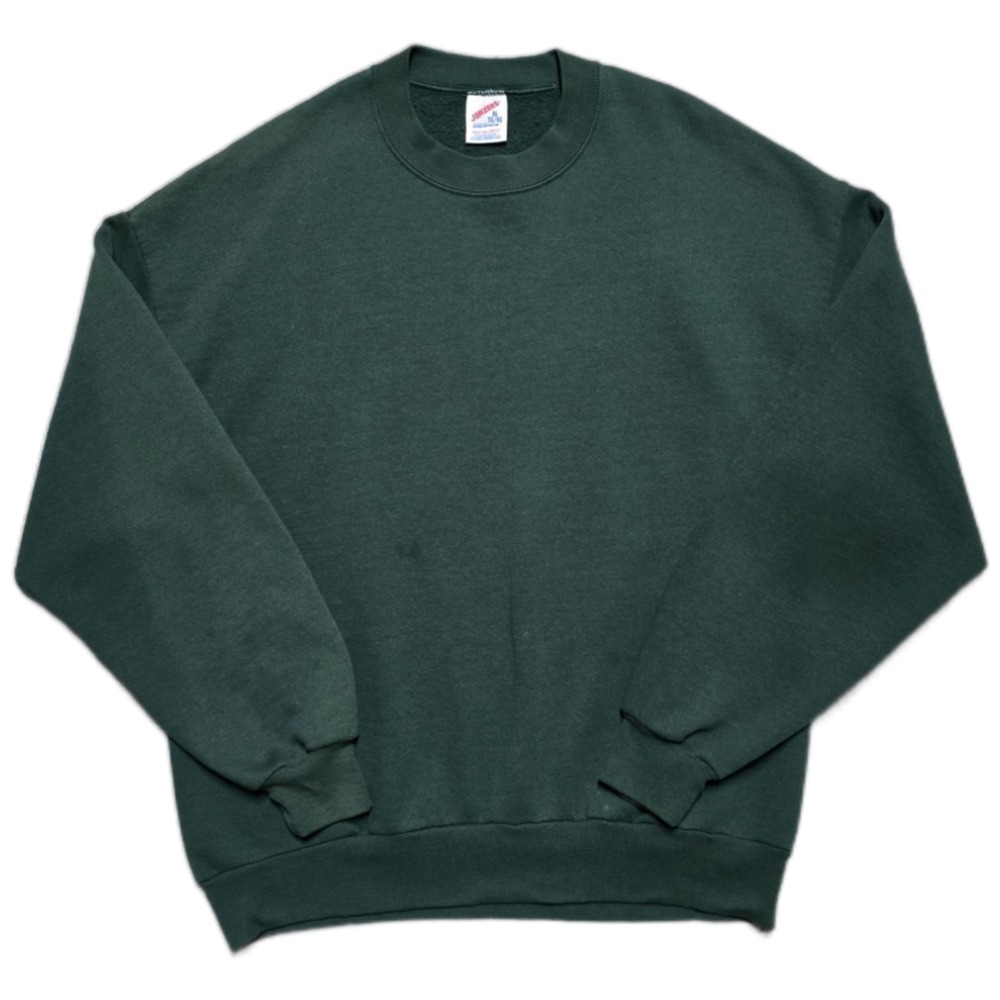 Vintage 80s Jerzees Green Blank Crew Neck Sweatshirt Mens XL USA Made